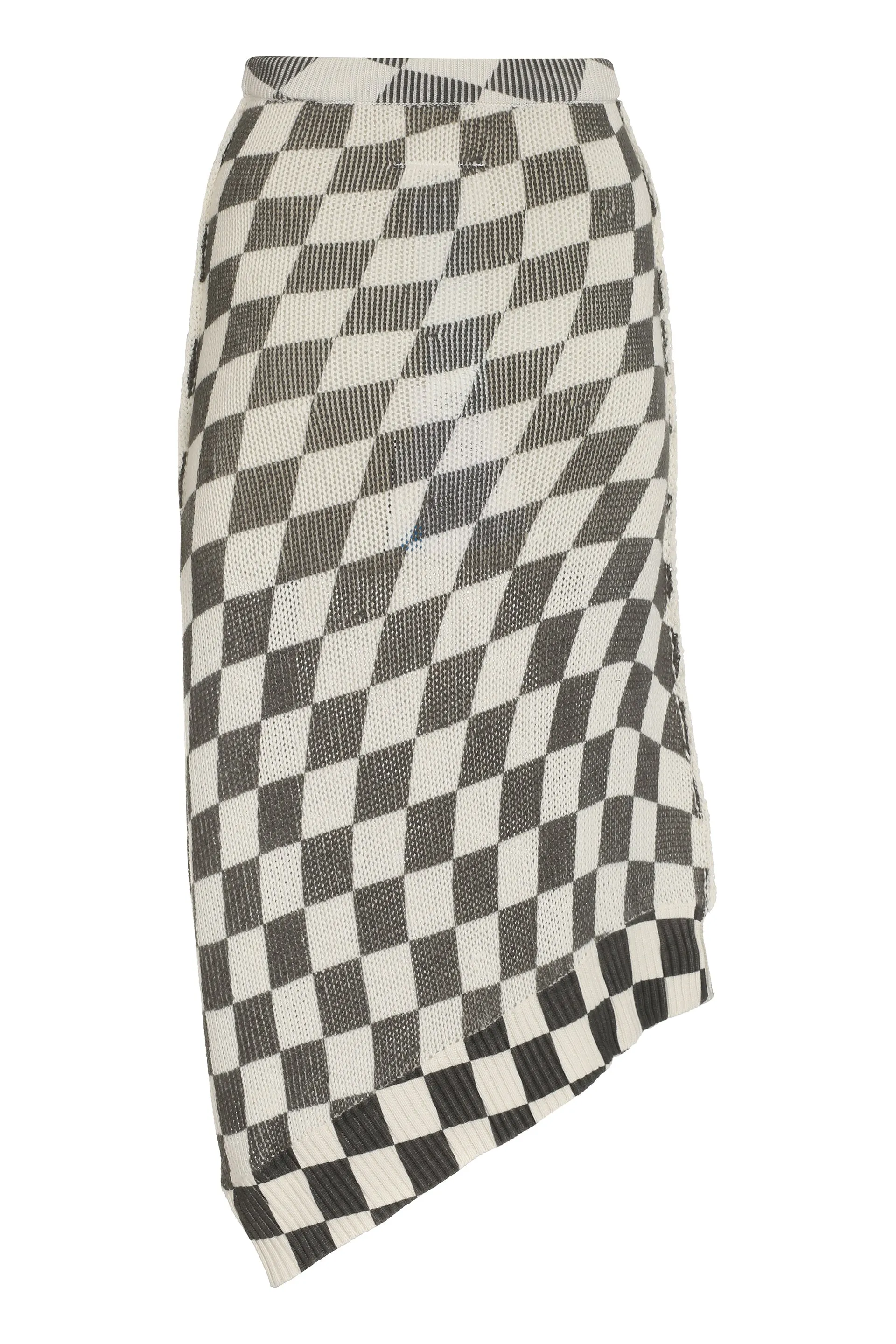 MM6 Maison Margiela Checkerboard-Pattern Knitted Midi Skirt