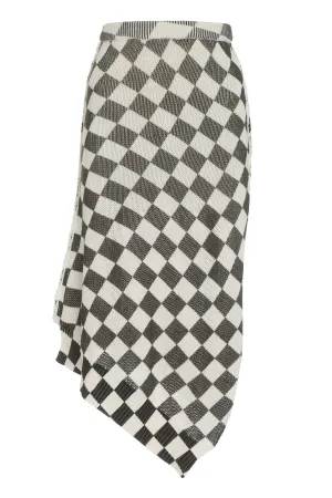 MM6 Maison Margiela Checkerboard-Pattern Knitted Midi Skirt