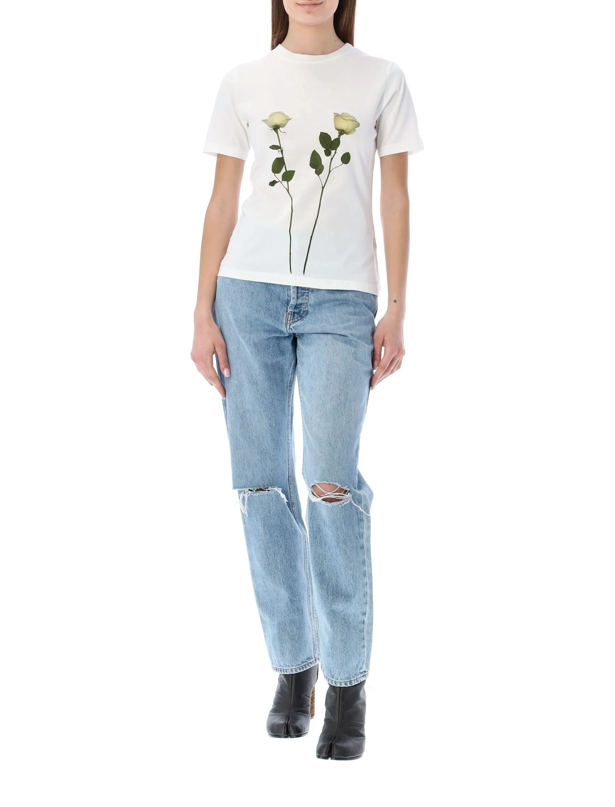MM6 Maison Margiela Floral Printed Crewneck T-Shirt