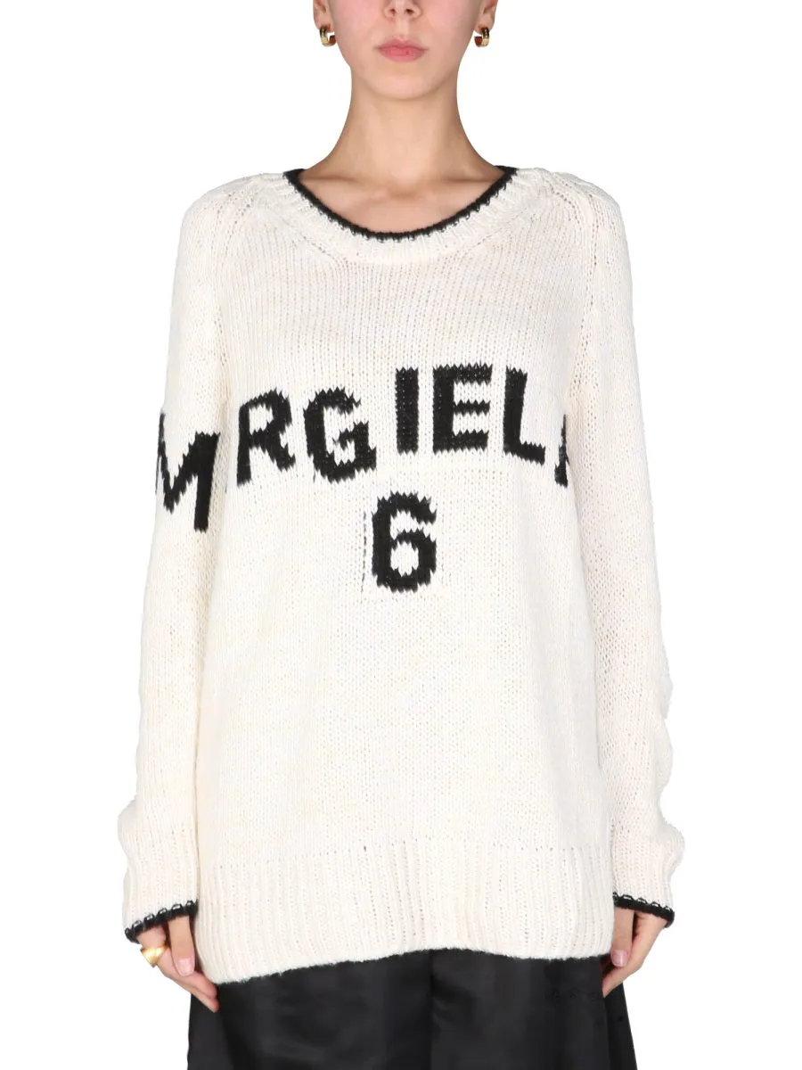 MM6 Maison Margiela Logo Intarsia-Knit Jumper