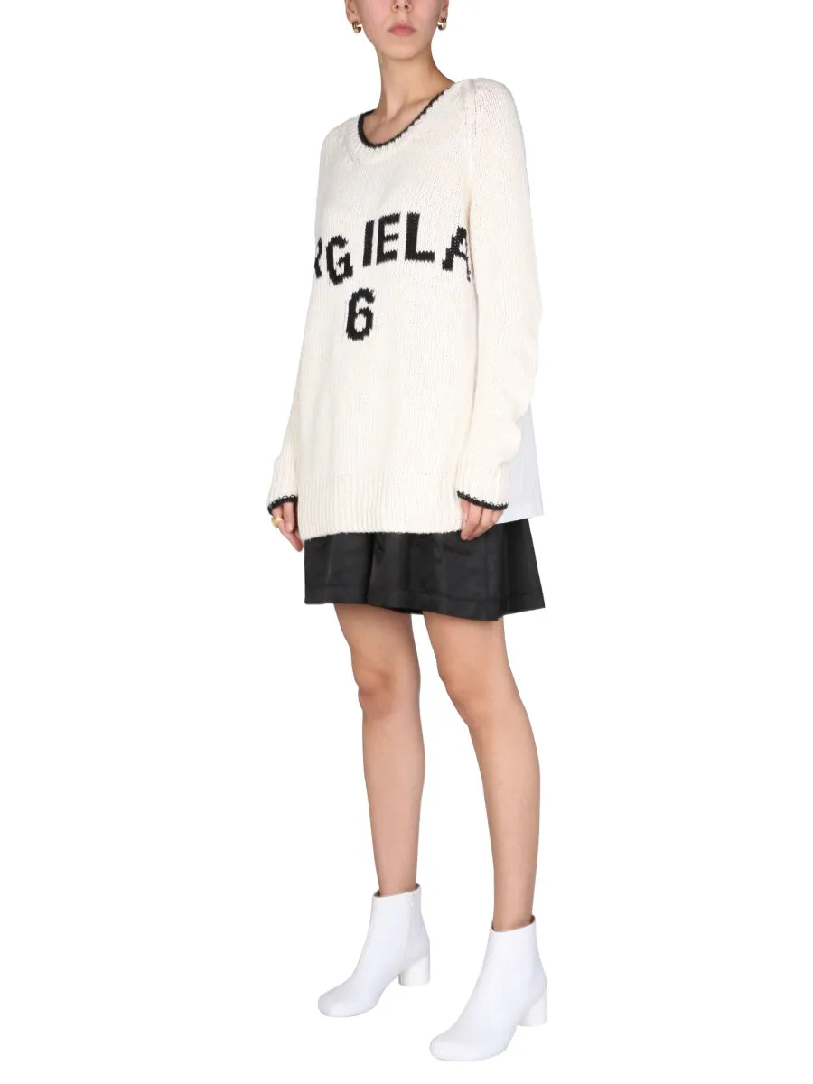 MM6 Maison Margiela Logo Intarsia-Knit Jumper