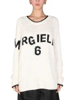 MM6 Maison Margiela Logo Intarsia-Knit Jumper