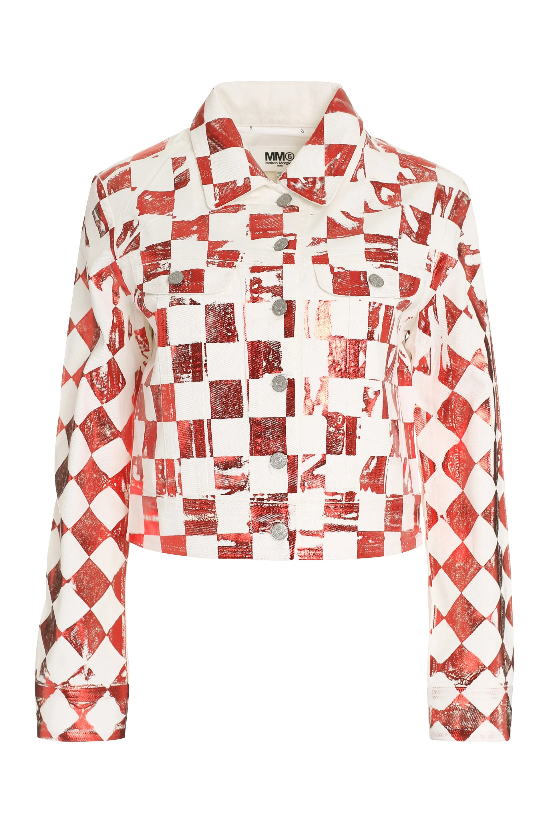 MM6 Maison Margiela Metallic Check Printed Denim Jacket