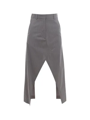 MM6 Maison Margiela Pinstriped Centre Splited Midi Skirt