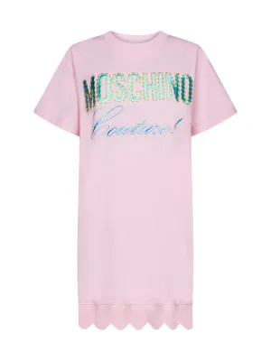 Moschino Logo Detailed Crewneck Mini T-Shirt Dress