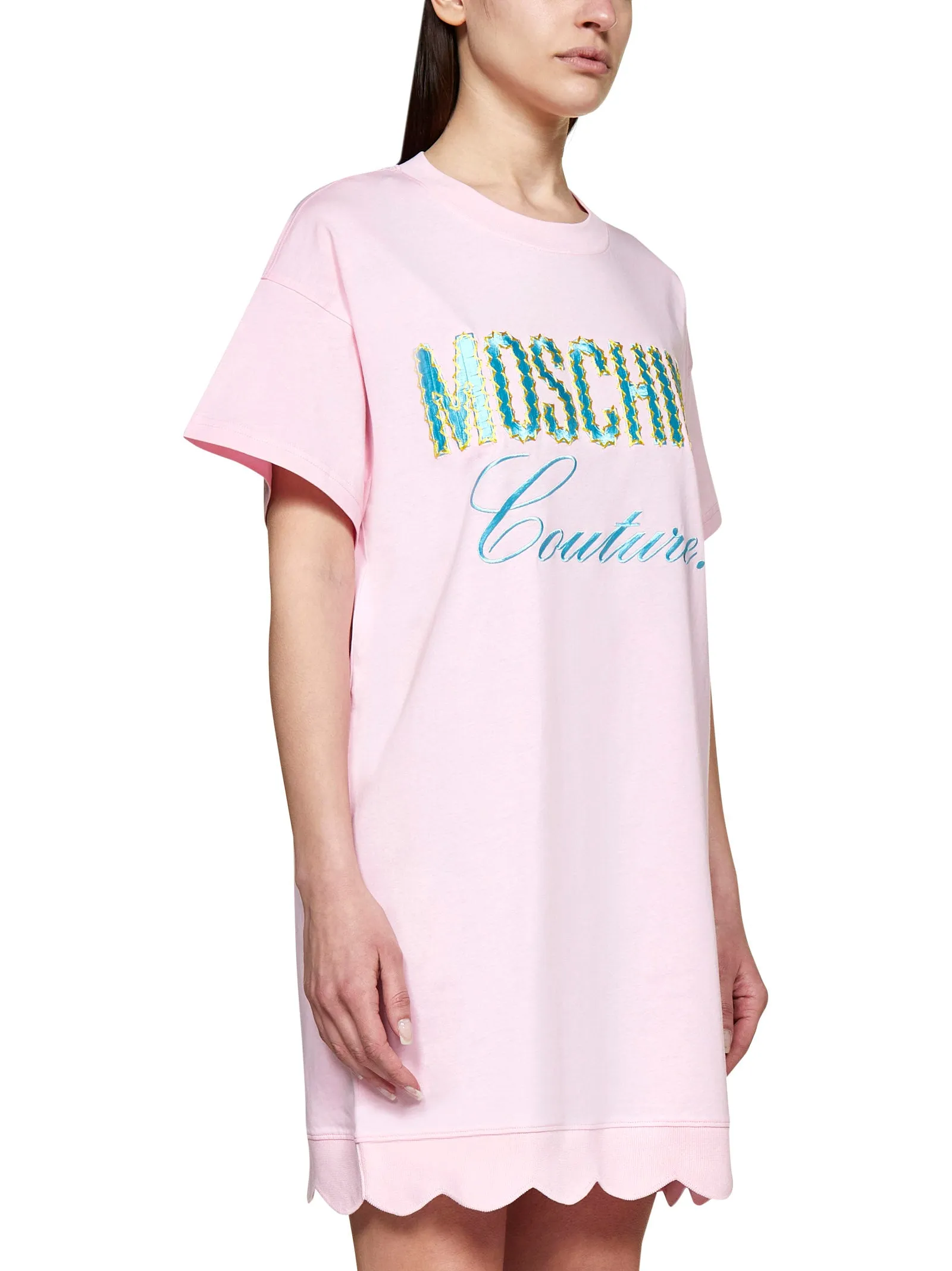 Moschino Logo Detailed Crewneck Mini T-Shirt Dress