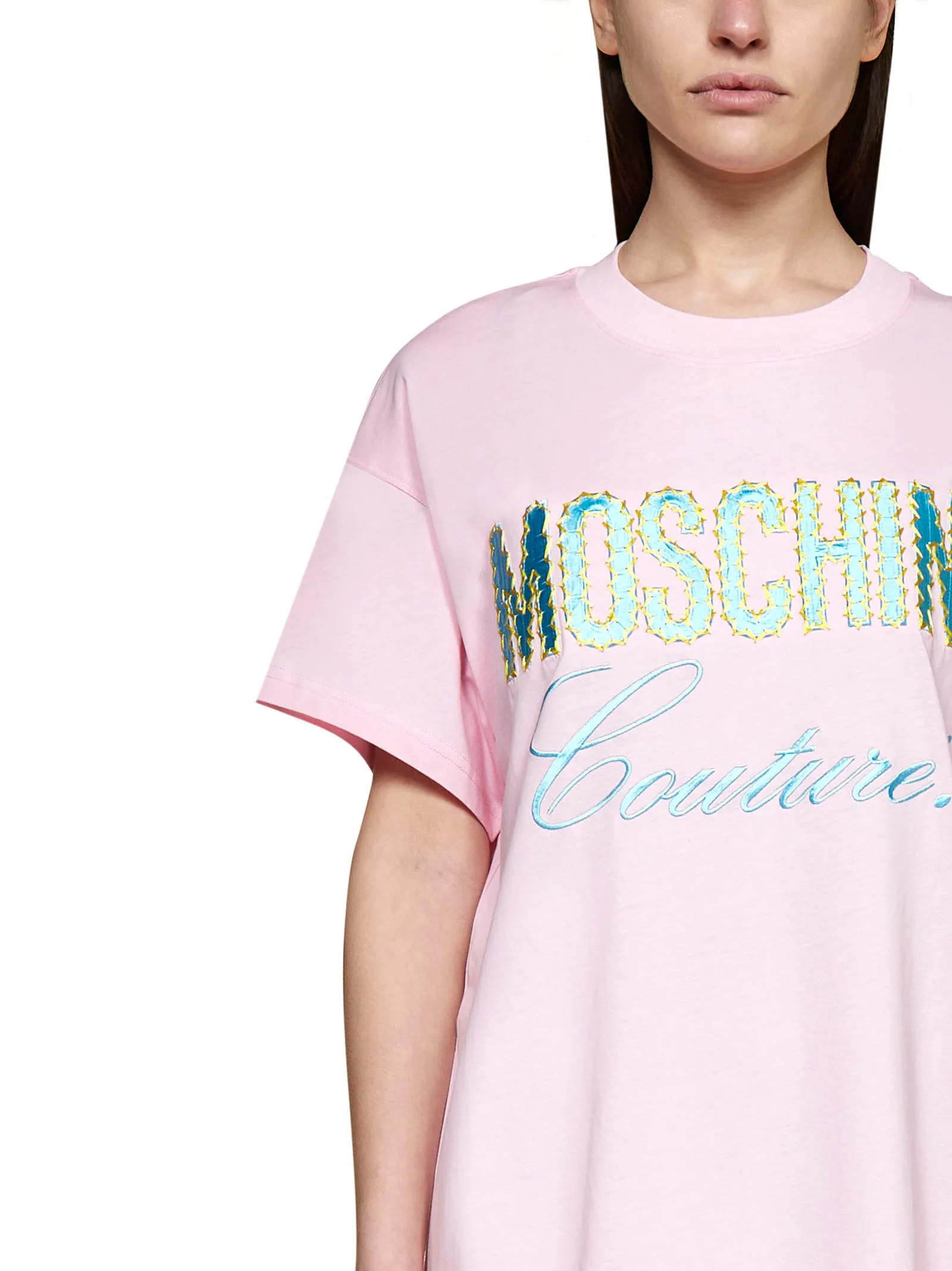 Moschino Logo Detailed Crewneck Mini T-Shirt Dress