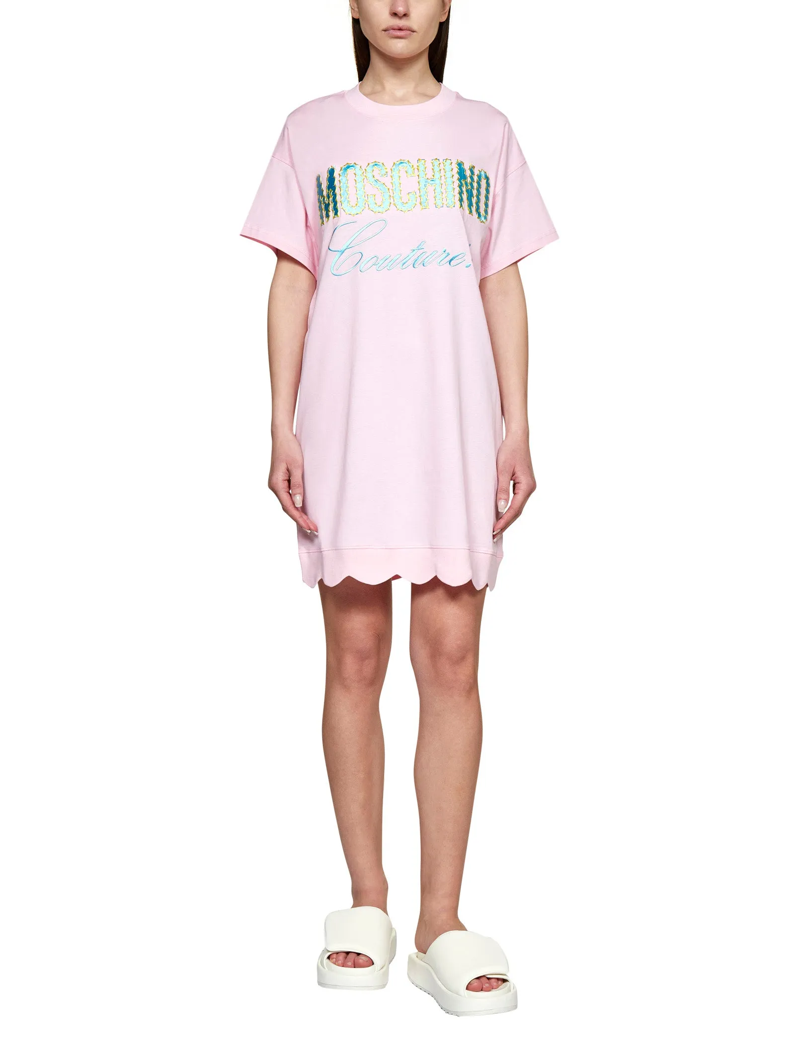 Moschino Logo Detailed Crewneck Mini T-Shirt Dress