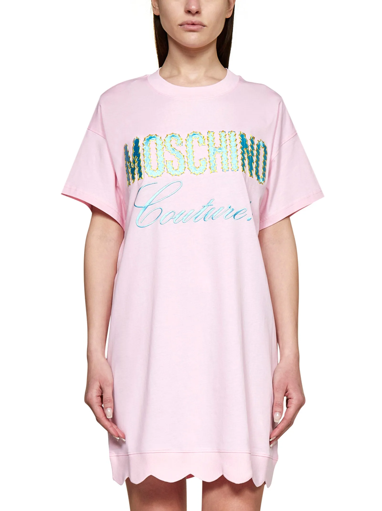 Moschino Logo Detailed Crewneck Mini T-Shirt Dress