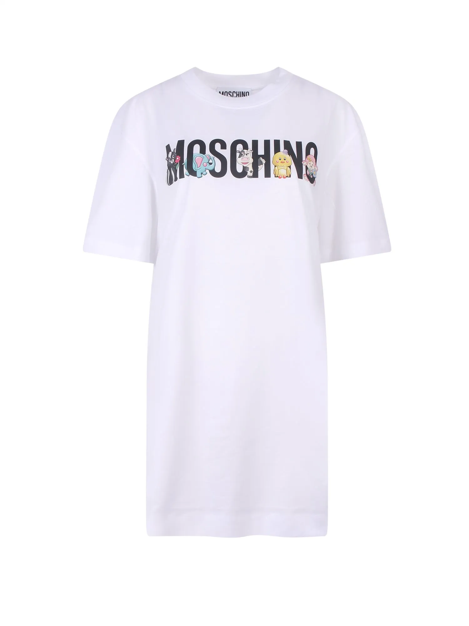 Moschino Logo Printed Crewneck Mini T-Shirt Dress