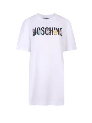 Moschino Logo Printed Crewneck Mini T-Shirt Dress
