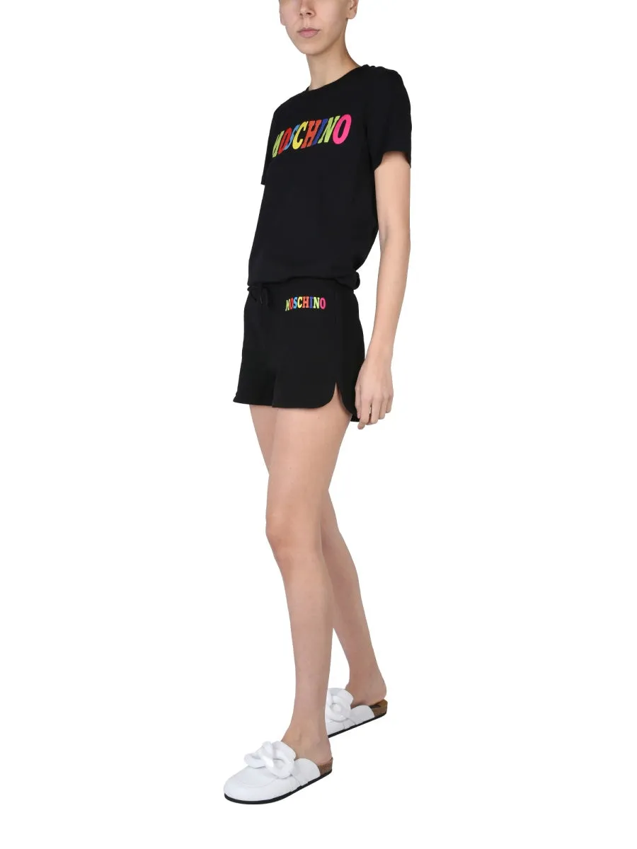 Moschino Logo Printed Drawstring Shorts