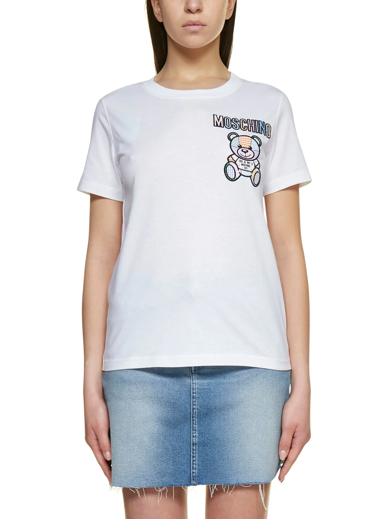 Moschino Teddy Bear Embroidered Crewneck T-Shirt