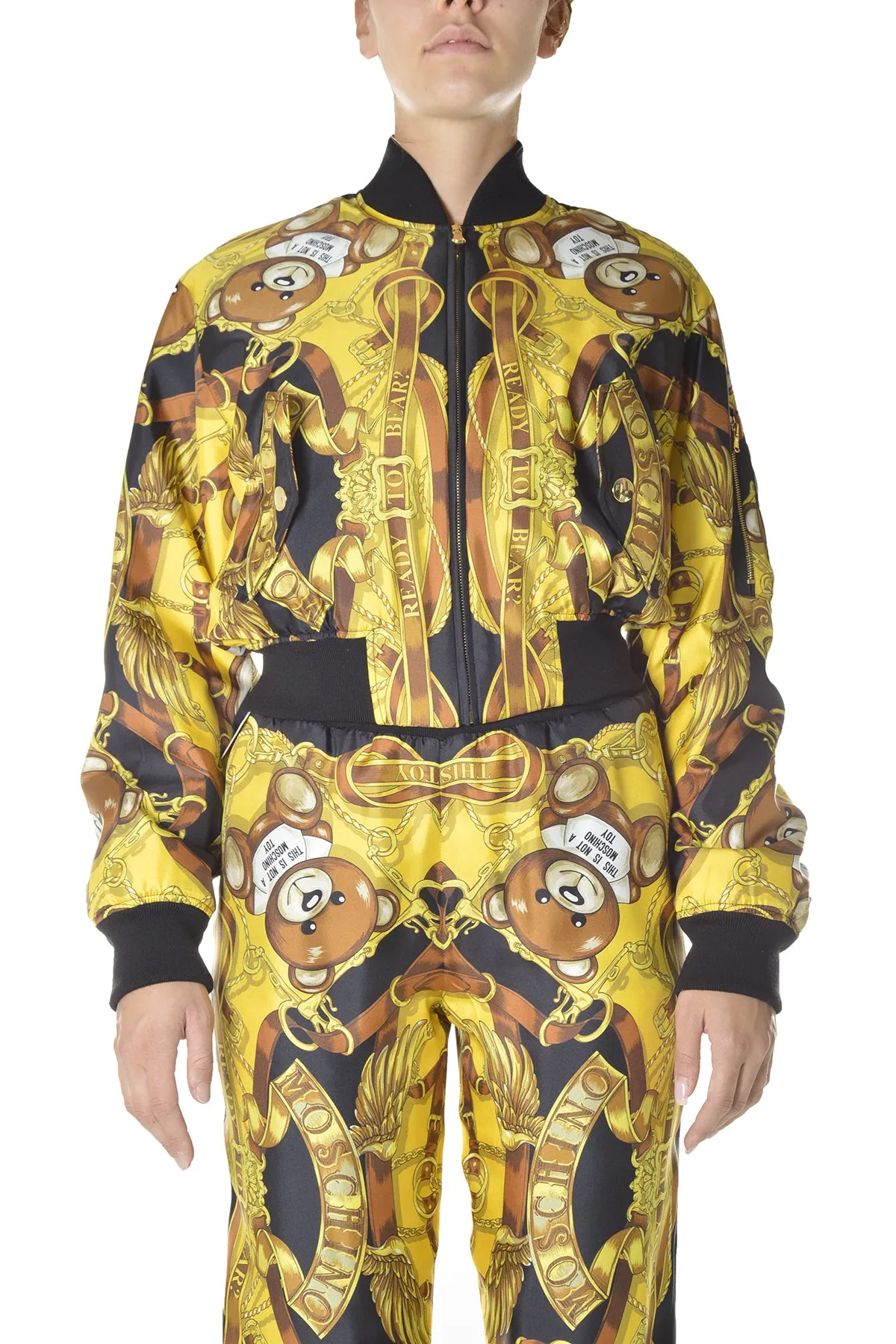 Moschino Teddy Scarf Printed Bomber Jacket