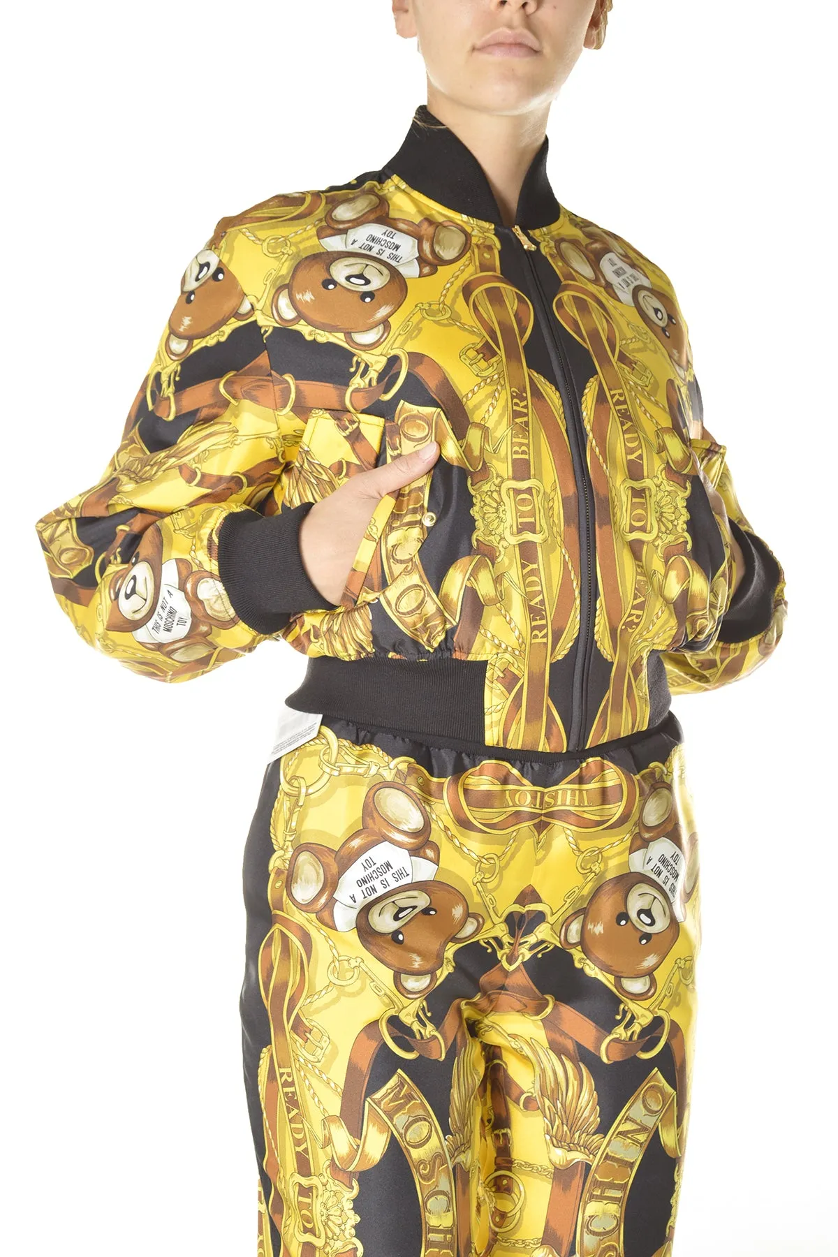 Moschino Teddy Scarf Printed Bomber Jacket