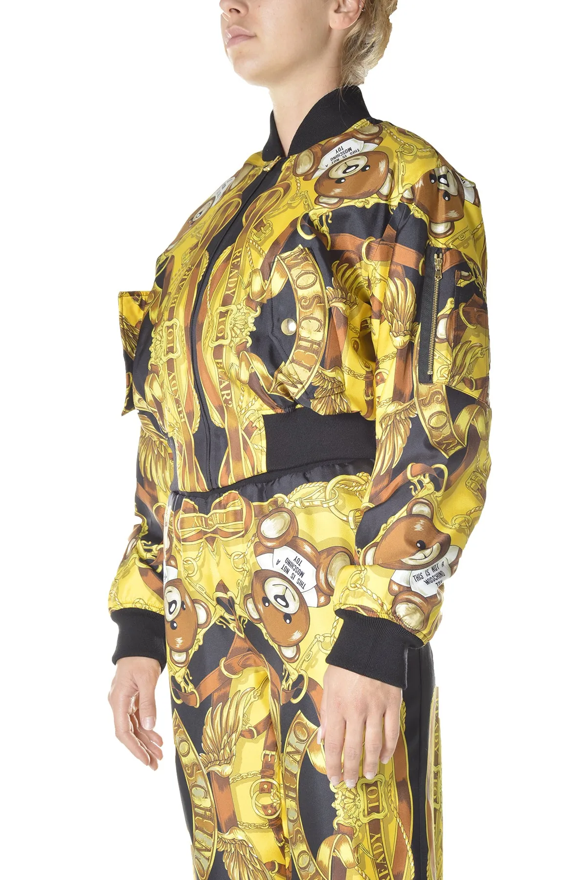 Moschino Teddy Scarf Printed Bomber Jacket