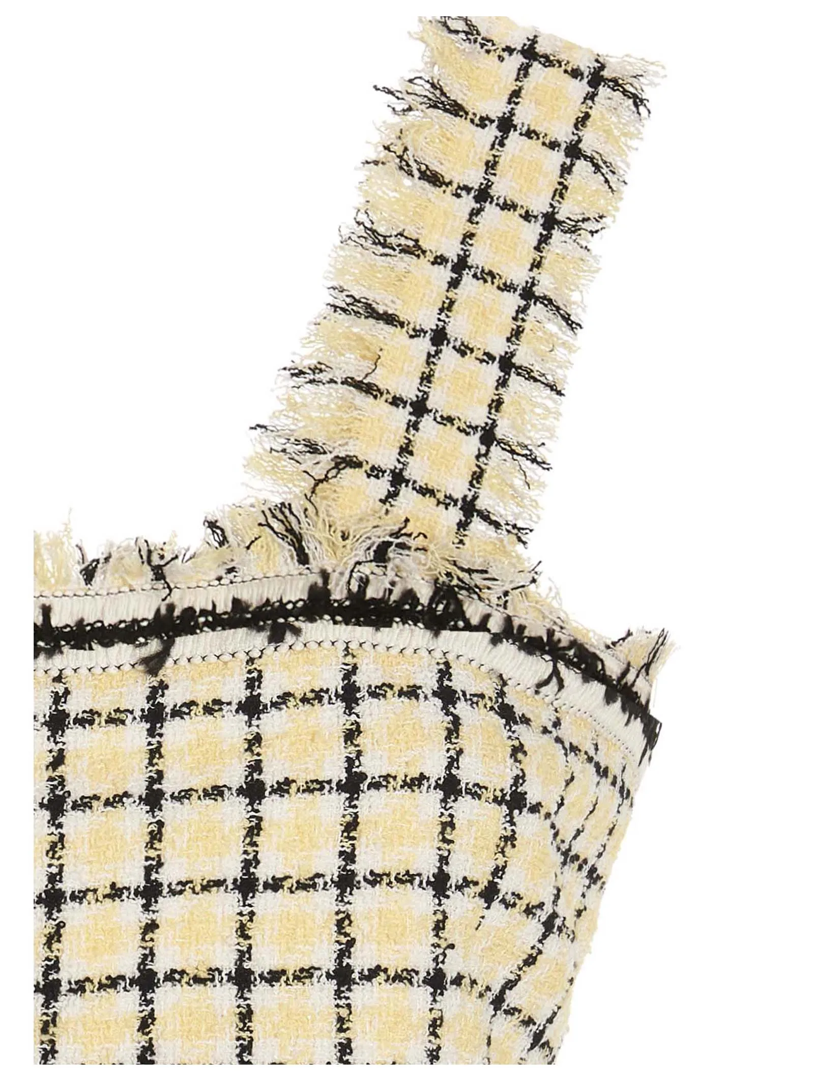MSGM Checked Fringe Detailed Cropped Top