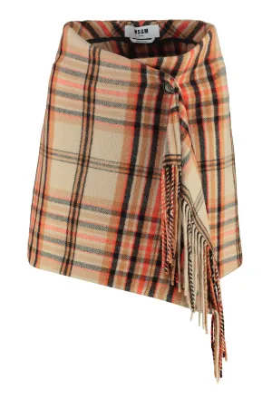 MSGM Checked Fringe Detailed Mini Skirt