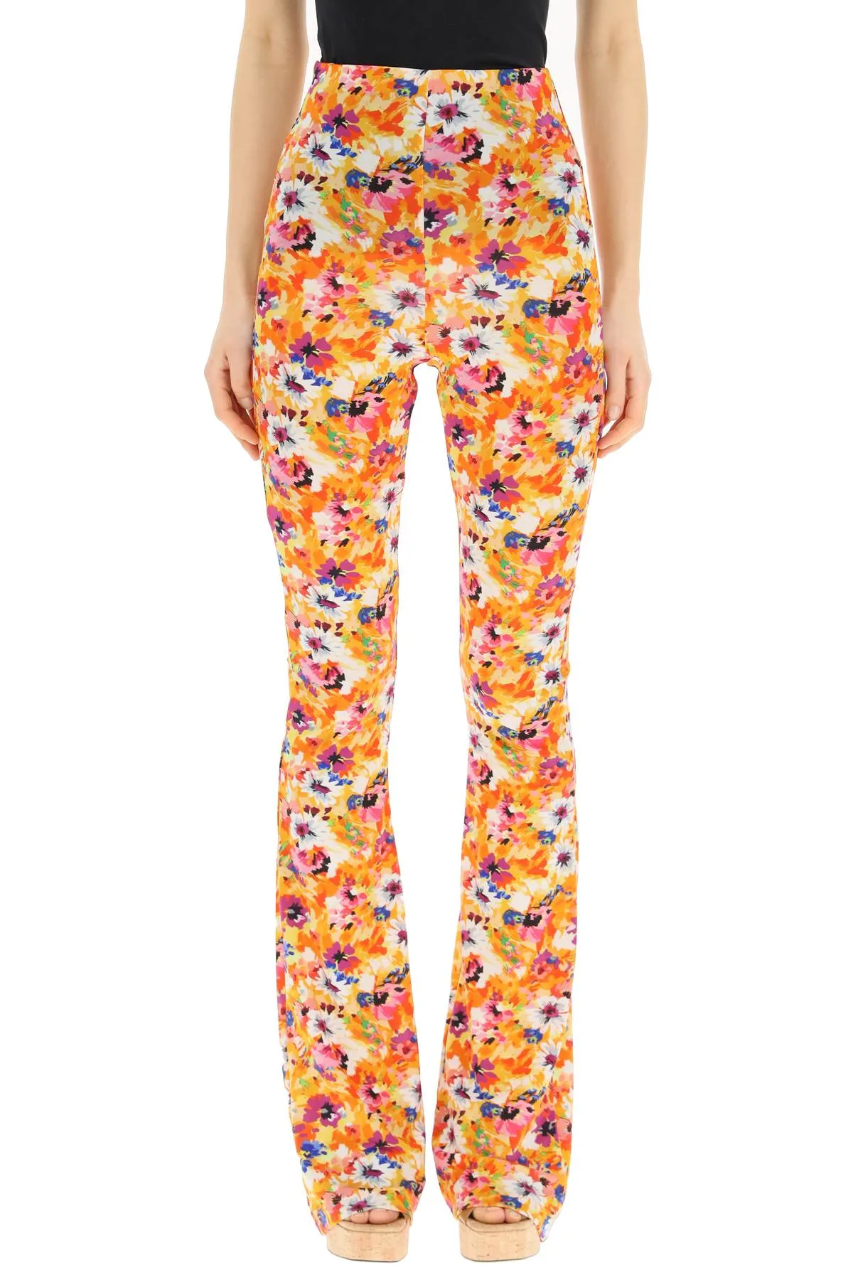 MSGM Floral Printed Flared Trousers