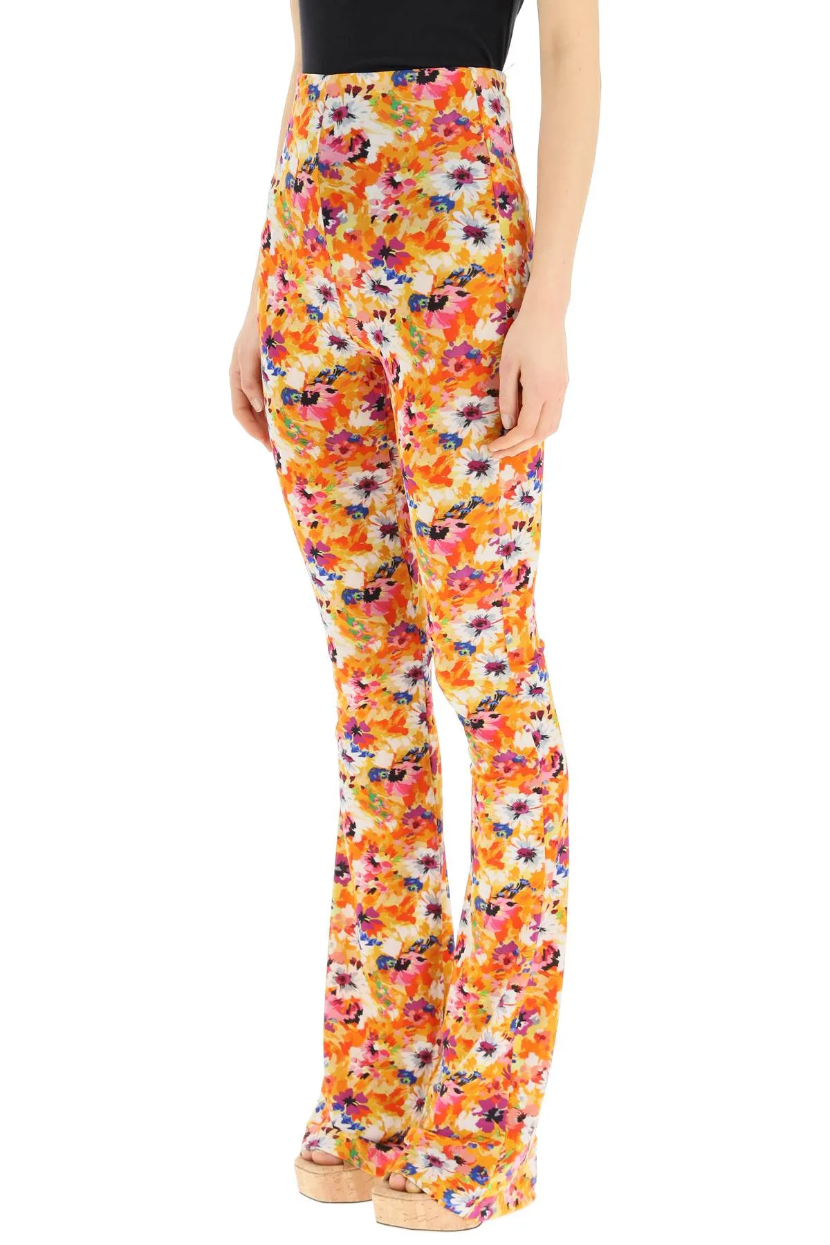MSGM Floral Printed Flared Trousers