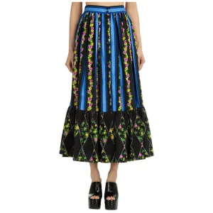 MSGM Floral Printed Panelled Maxi Skirt