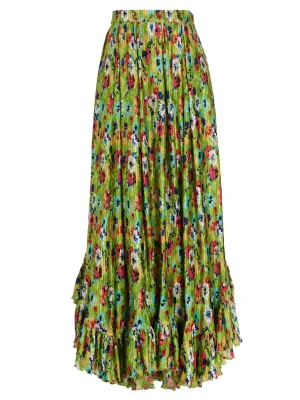 MSGM Floral Printed Ruched Maxi Skirt