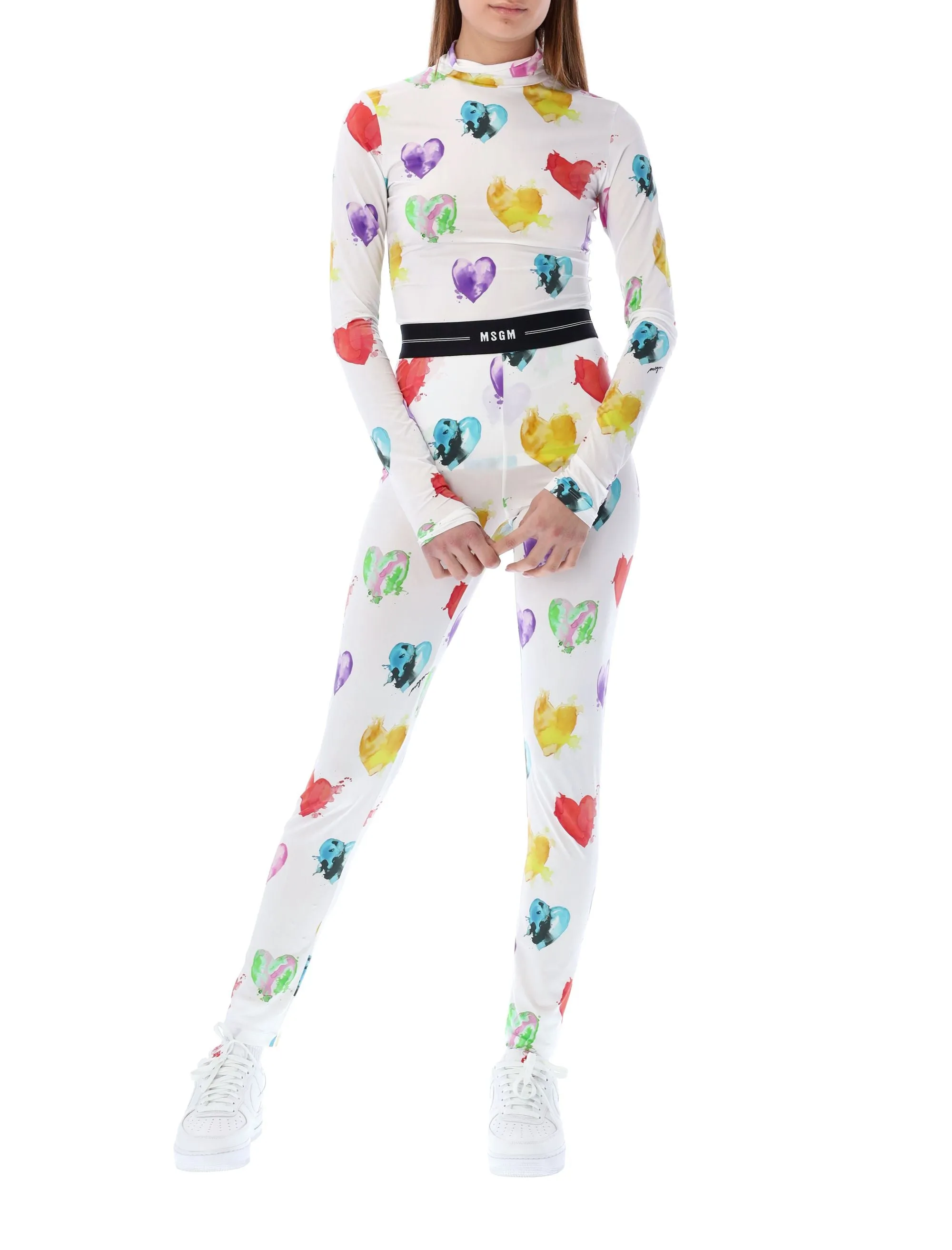 MSGM Heart Print Leggings
