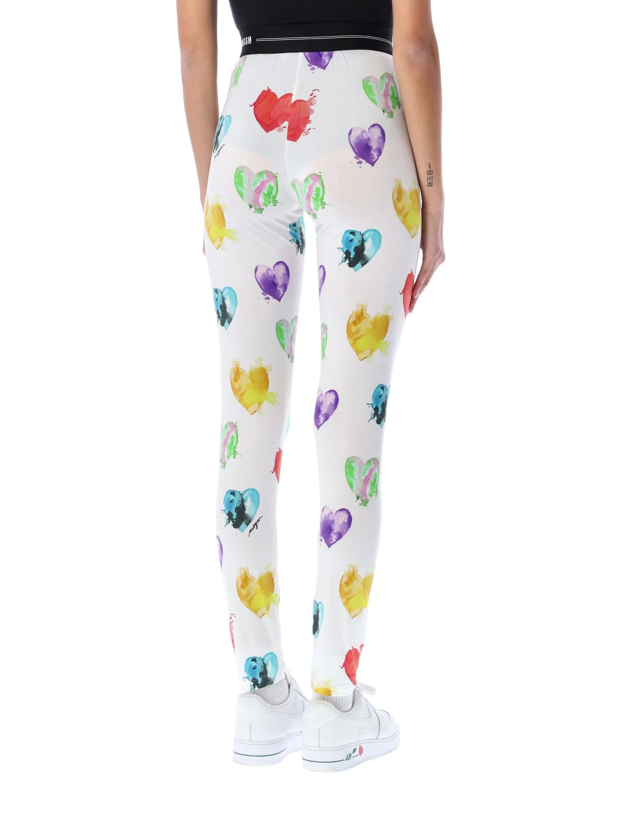 MSGM Heart Print Leggings