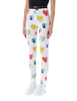 MSGM Heart Print Leggings