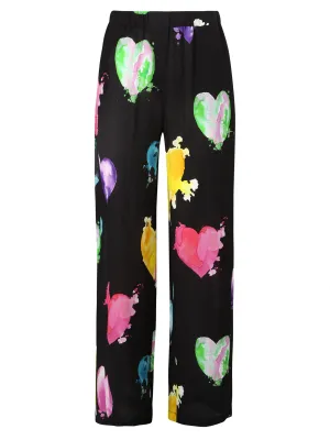 MSGM Heart Print Wide-Leg Trousers
