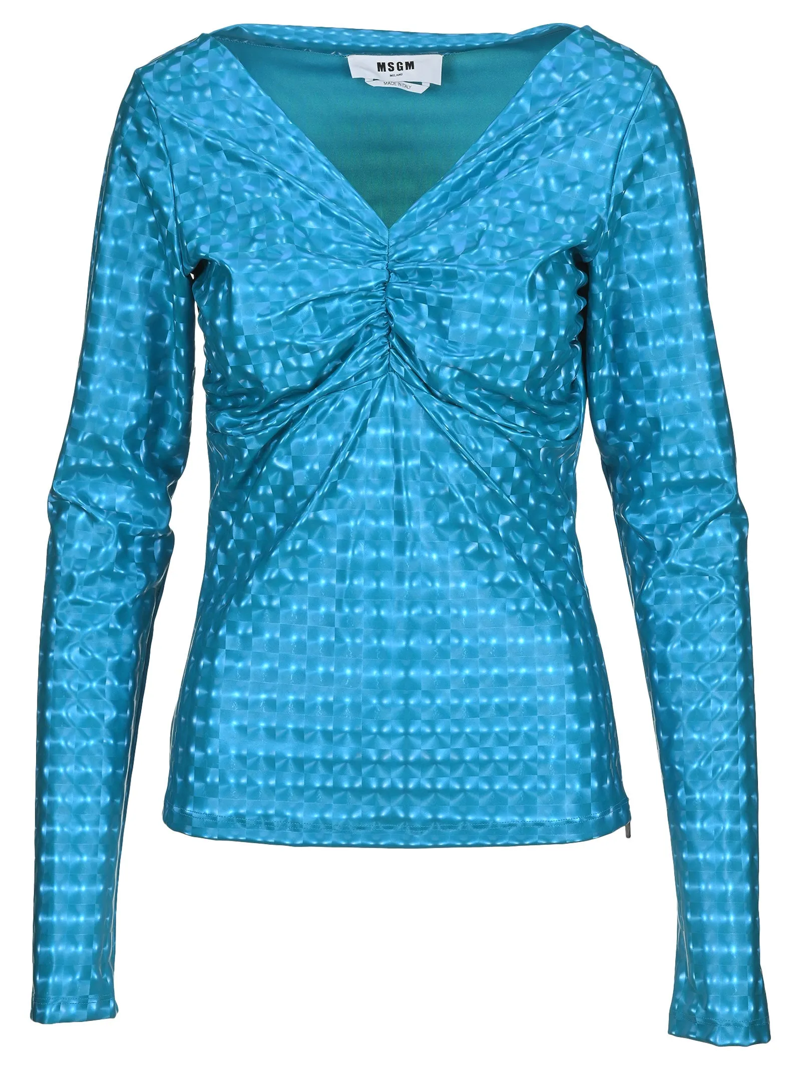 MSGM Holographic-Effect Ruched Top