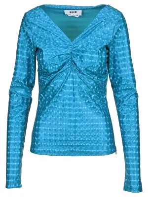 MSGM Holographic-Effect Ruched Top