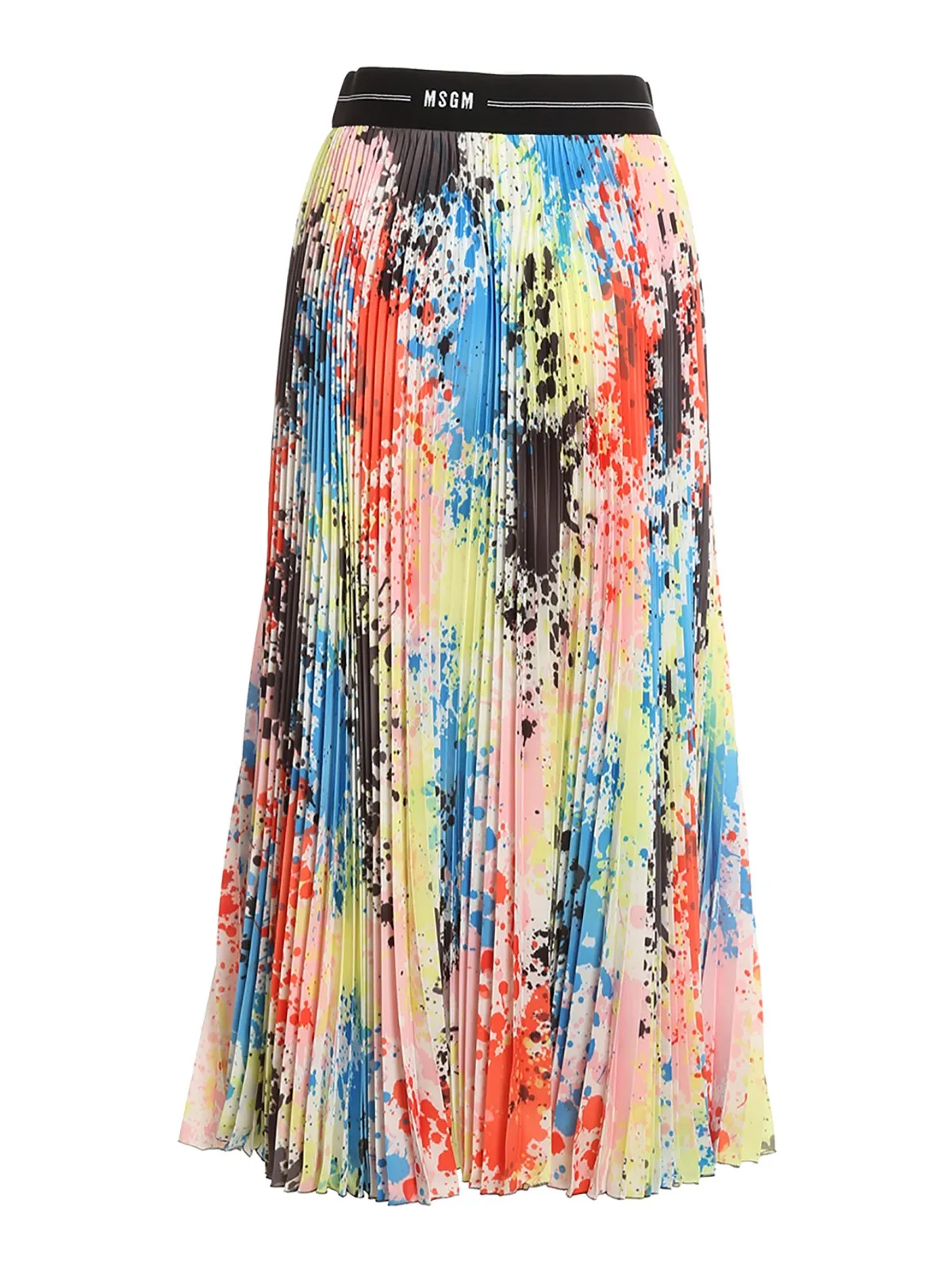 MSGM Logo Detailed Pleated Midi Skirt