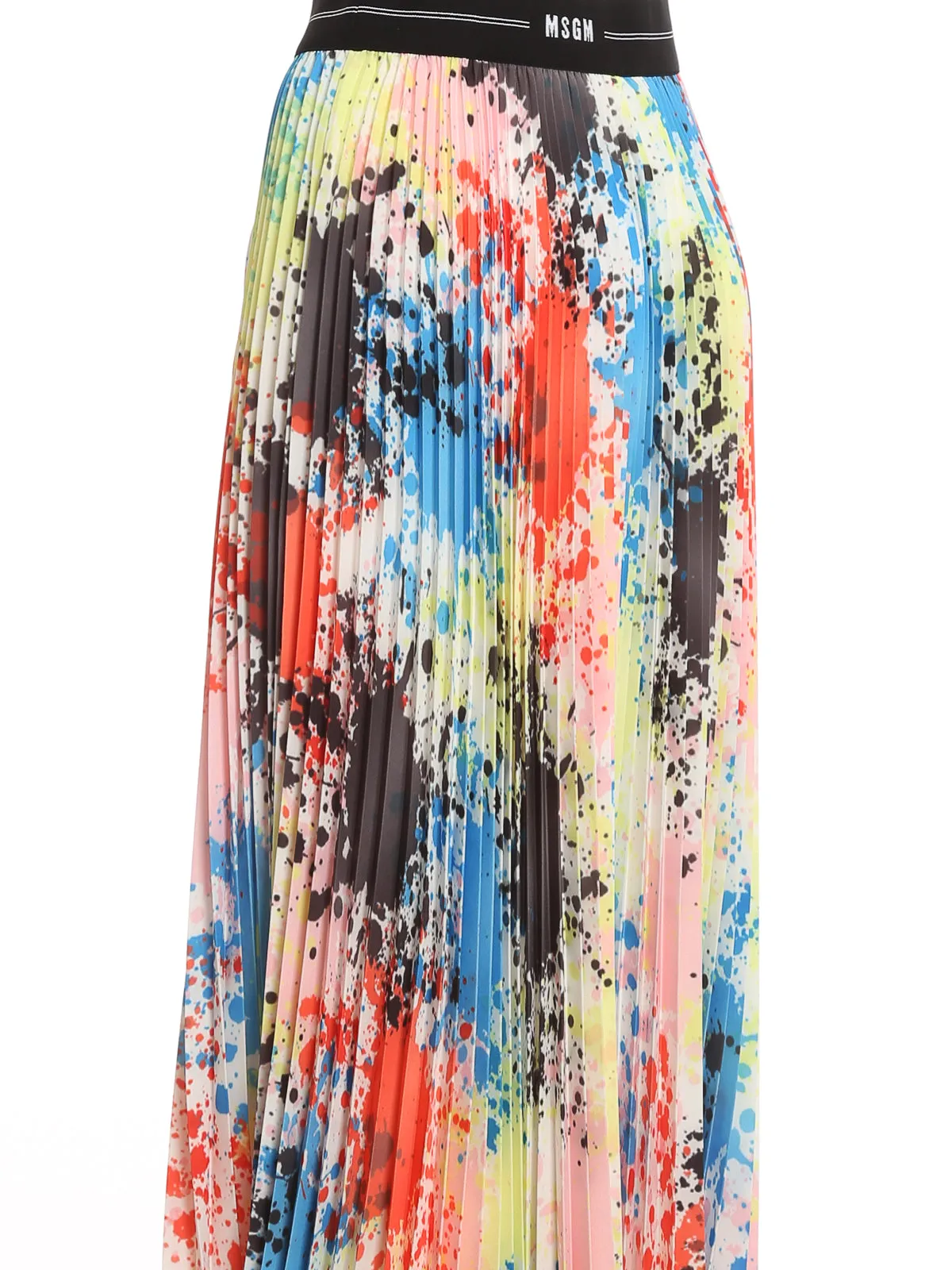 MSGM Logo Detailed Pleated Midi Skirt