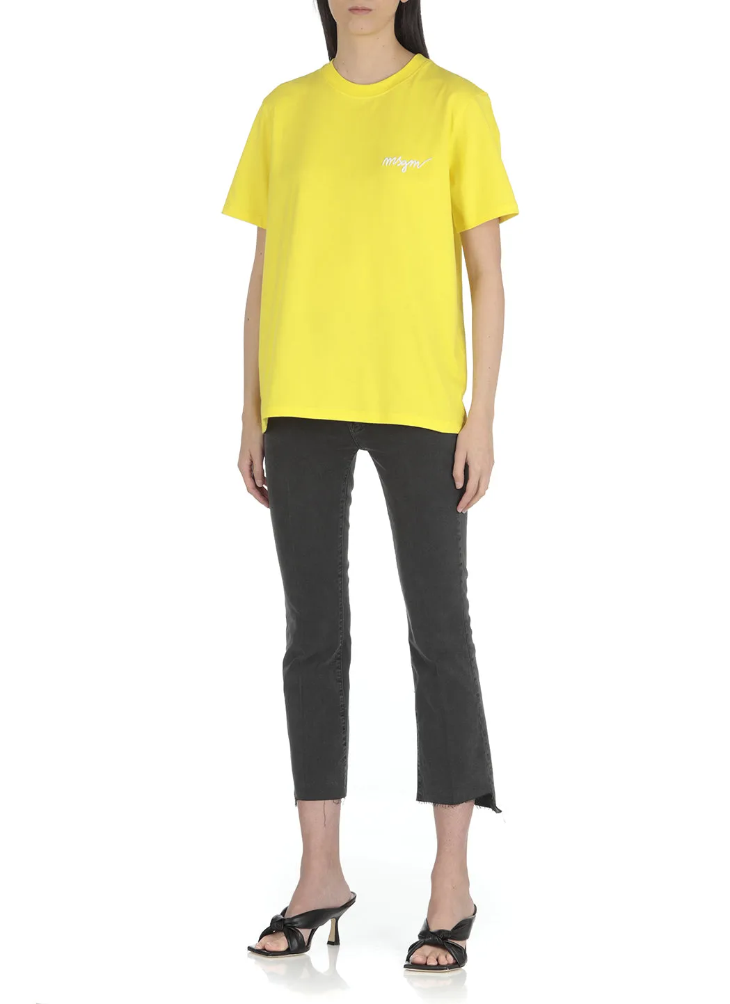MSGM Logo Embroidered Crewneck T-Shirt