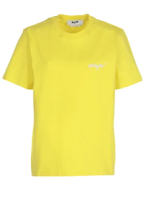 MSGM Logo Embroidered Crewneck T-Shirt