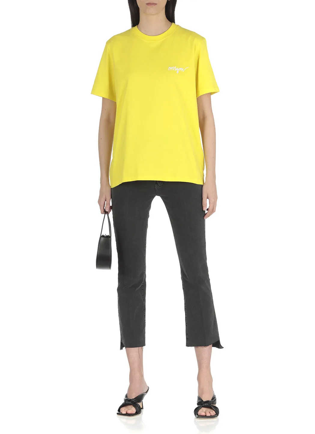 MSGM Logo Embroidered Crewneck T-Shirt