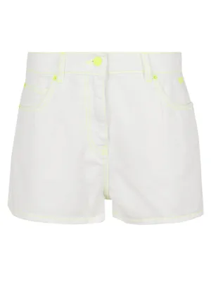 MSGM Logo Embroidered High Waist Denim Shorts