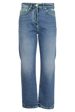 MSGM Logo Embroidered Slim-Cut Jeans