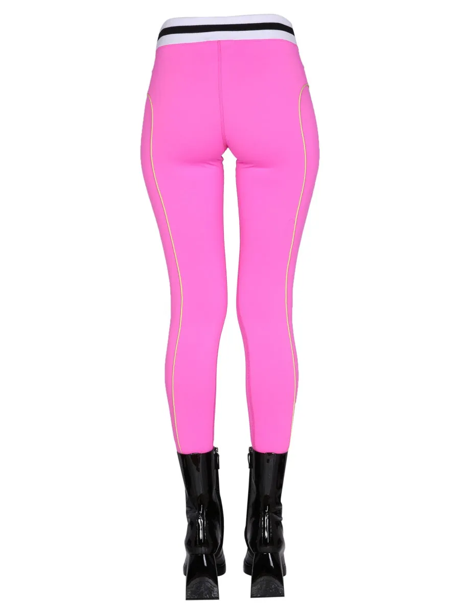 MSGM Logo Print High Waist Leggings