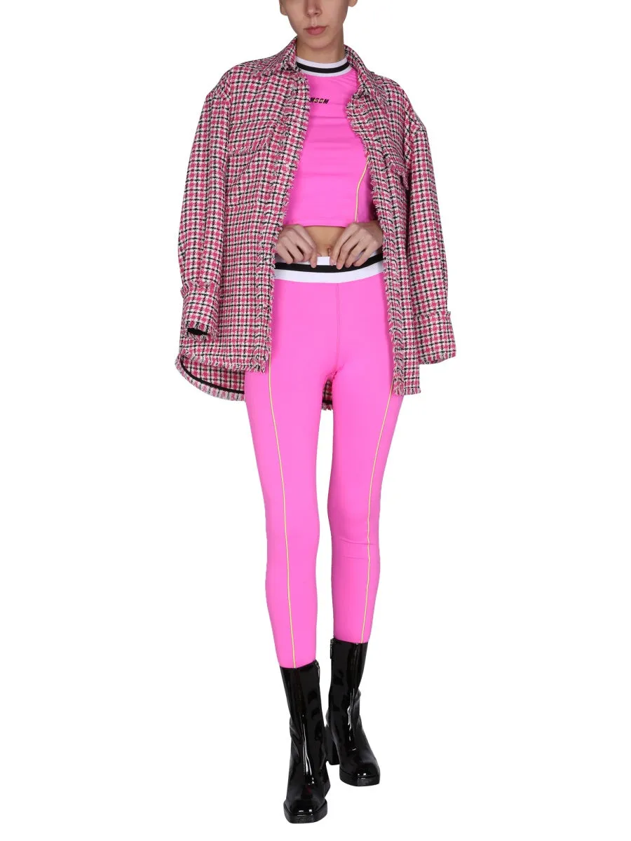 MSGM Logo Print High Waist Leggings