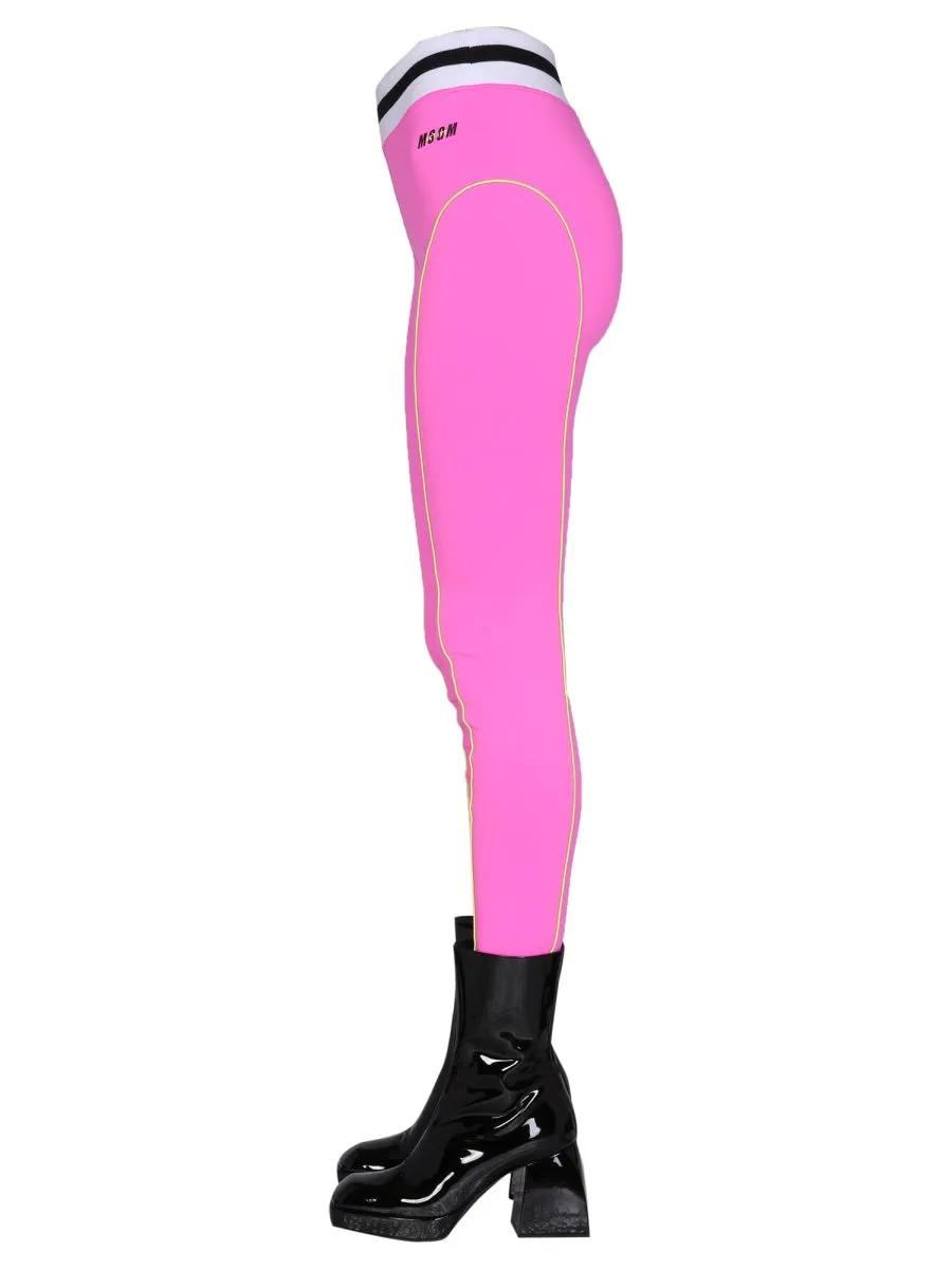 MSGM Logo Print High Waist Leggings