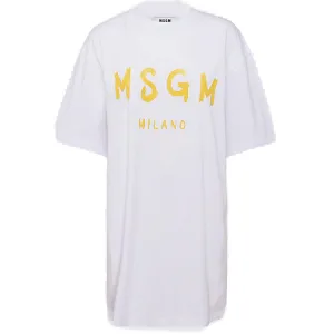 MSGM Logo Printed Crewneck T-Shirt Dress