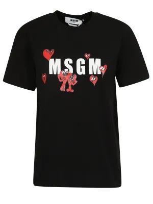 MSGM Logo Printed Crewneck T-Shirt