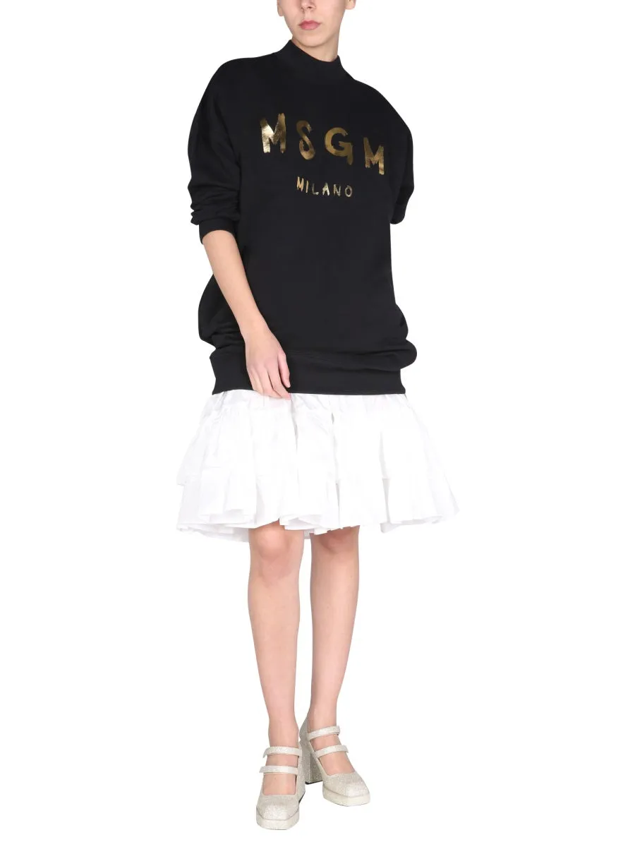 MSGM Logo Printed Mini T-Shirt Dress
