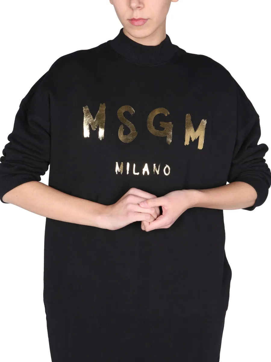 MSGM Logo Printed Mini T-Shirt Dress