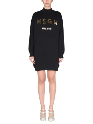 MSGM Logo Printed Mini T-Shirt Dress