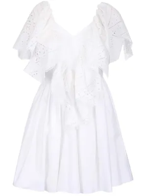 MSGM Perforated Ruffled Trim Dress