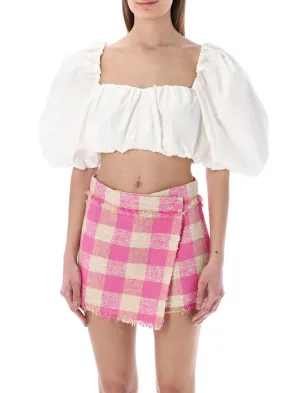 MSGM Puff-Sleeves Cropped Top