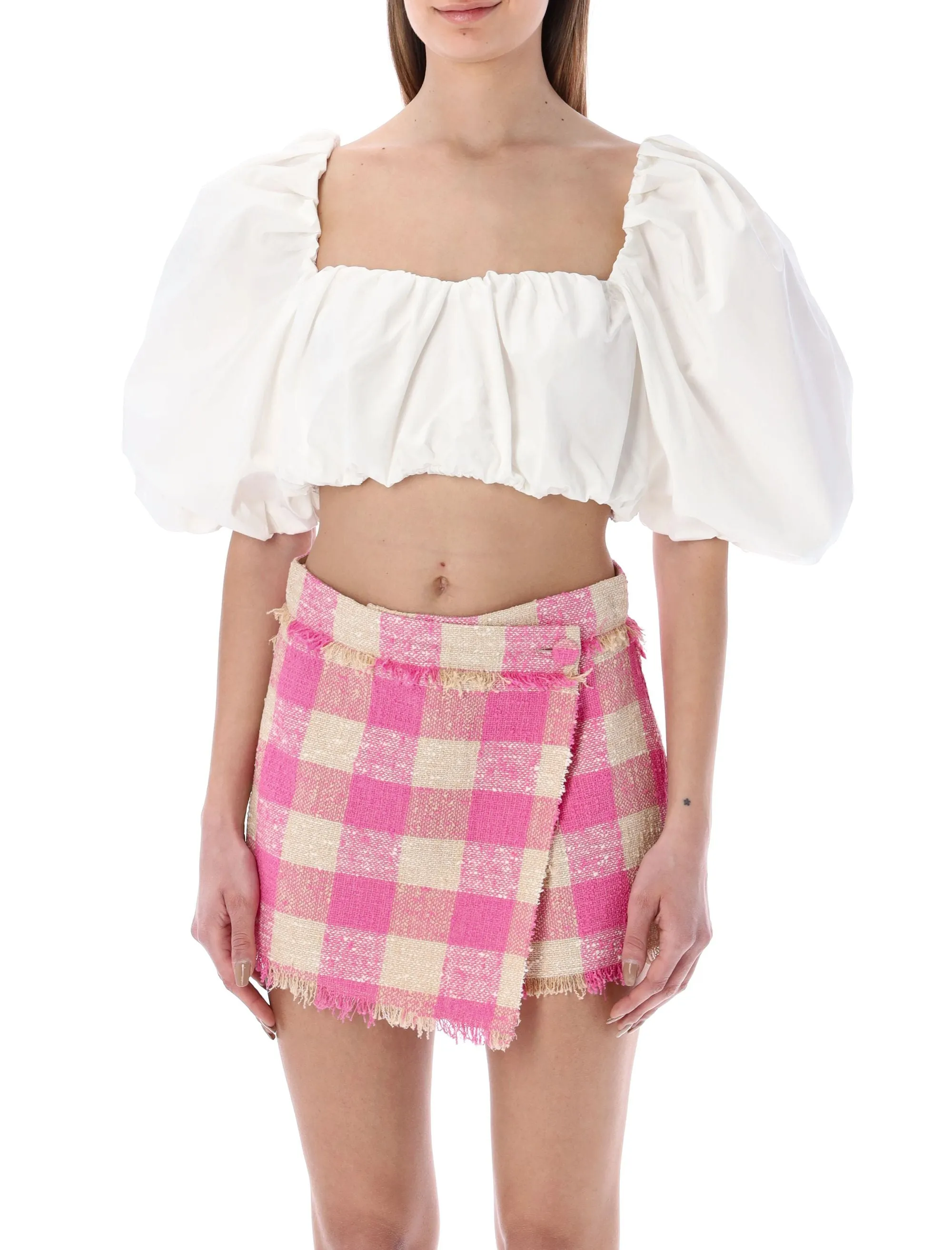 MSGM Puff-Sleeves Cropped Top
